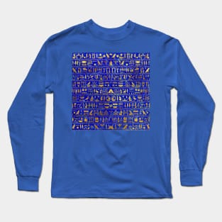 Blue Lapis and Gold Hieroglyphics Mask Long Sleeve T-Shirt